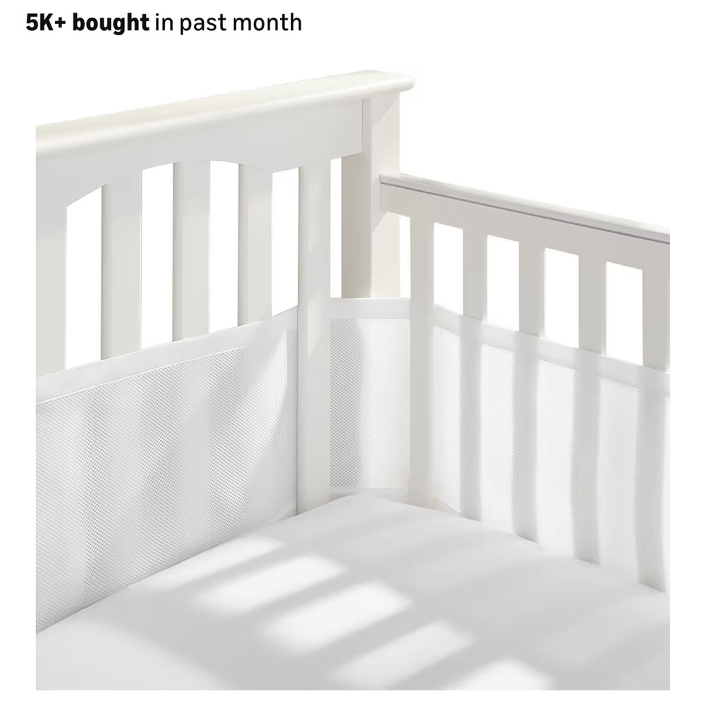 White Baby Crib with Mesh Sides